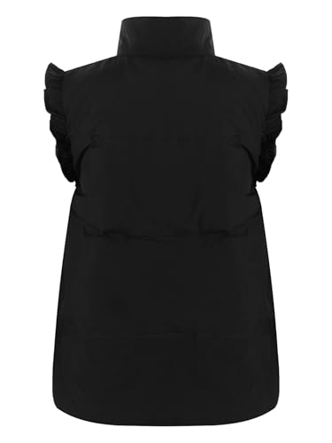 Jhaoyu Kids Girls Cute Ruffled Cuffs Puffer Vest Coat Stand Collar Sleeveless Jacket Overcoat Casual Thermal Outerwear2