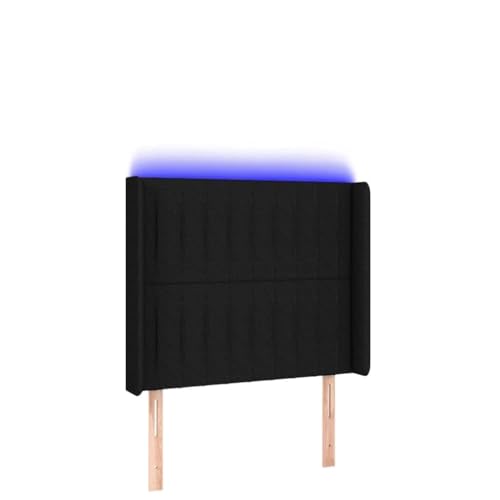 Genérico Wenjingqi Cabecero con LED de Tela Negro 93x16x118/128 cm, Negro 3124270