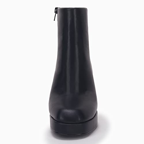 Rilista Platform Boots for Women Chunky High Heels Ankle Booties Square Toe Side Zipper Punk Boots2