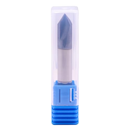 Image of 3 /8 inch 2 Flute 90 Double End Solid Carbide Chamfer End Mill - AlTiN Coated | 90 Chamfer Angle, V Groove Router, 3 /8 inch Shank 2-1 /2 inch OAL For Milling Wood, Alloy Steel, Carbon Steel, Cast Iron, Copper