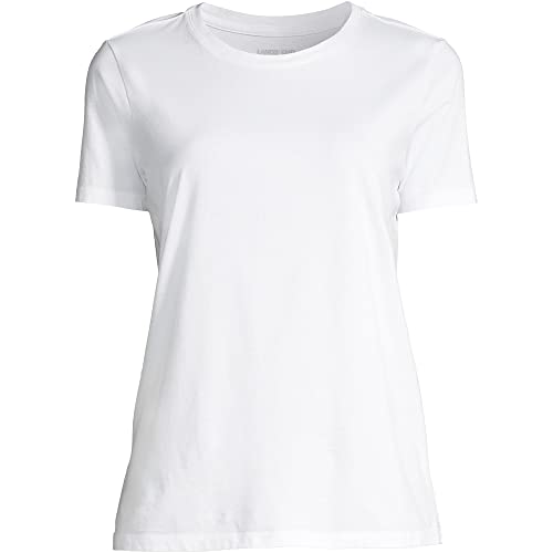 Lands' End Women S Ss Relaxed Supima Crew Neck T Shirt White Regular Medium #TOP4