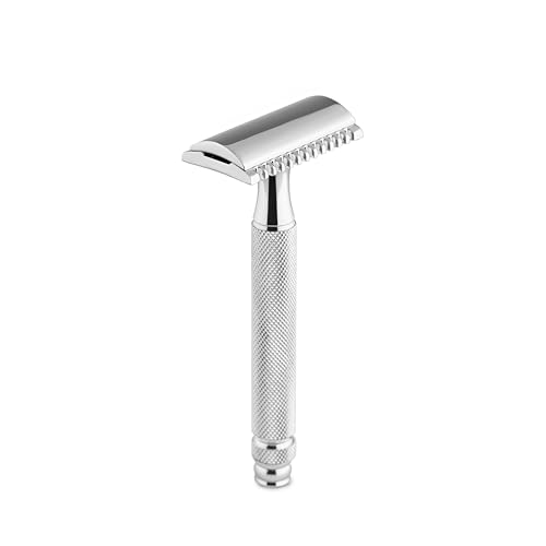 Image of PARKER Safety Razor Men Parker Stella Three Piece Open Comb Double Edge Razor With Heavyweight Brass Frame Handle - 5 Premium Blades Included
