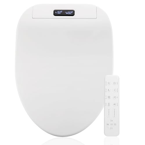GenieBidet Electric Bidet Toilet Seat - Self Cleaning Heated Elongated Design and Wireless Remote Control - Unlimited Warm Water - Convenient Heated Boilet Seat with Bidet- EB-4000e