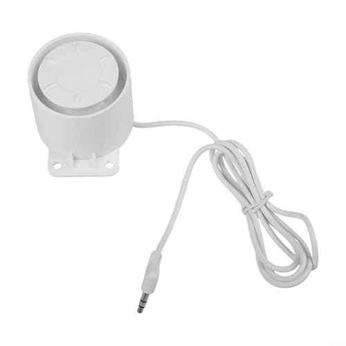 Sirena de alto decibelio 5-12 V altavoz de alarma con cable para sistemas de alarma antirrobo, salida de 120 dB, carcasa de plástico, blanco, 49 x 50 mm
