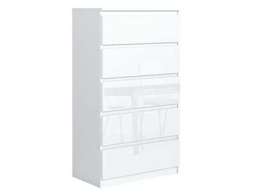 MebLocker Commode à 5 tiroirs, idéale pour Le Salon, la Chambre à Coucher, la Chambre d'enfant, la Chambre d'adolescent et Le Bureau, Solution Moderne et élégante...