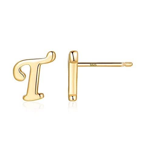 Initial Stud Earrings for Women S925 Sterling Silver Post 14K Gold Plated Tiny Letter Earrings Hypoallergenic Personalized Earrings