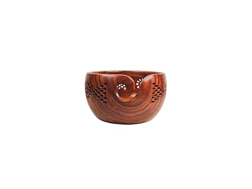 Image of Lumberkart Handmade Wooden Yarn Bowl - Premium Yarn Bowls for Crocheting & Knitting - Handcrafted Rosewood Crochet Bowl - Yarn Holder for Tangle-Free Yarn Control