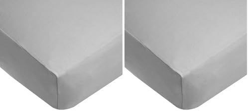 Image of American Baby Company Supreme 100% Natural Cotton Fitted Crib Sheet 52 inch x 28 inch, Enhanced Thickness for Soft, Breathable & Hypoallergenic Jersey Comfort, Gray, Neutral for Boys & Girls (Pack of 2)