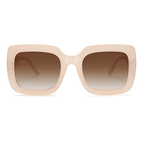 SOJOS Retro Nude Square Polarized Sunglasses for Women Trendy 90s Rectangle Sun Glasses UV400 Shades SJ2219A