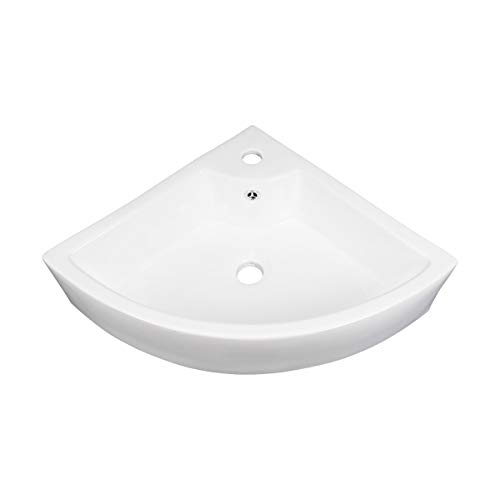 Renovators Supply Manufacturing Hudson 25 7/8 In Triangular Countertop Corner Vessel Sink White Ceramic Bathroom Sink With Overflow And Single Faucet Hole #TOP3
