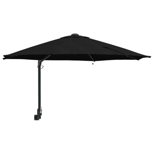 vidaXL Parasol de Jardin Noir 248 x 248 x 148 cm Polyester et Acier, Parasol de Jardin réglable, Ombre Moderne, à Fixer au Mur, auvent Patio Durable, éclairage Solaire LED