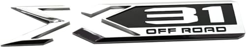 Image of Pair Set Sierra 1500 X31 Off Road Emblems 3D Rear Bodyside Truck Bed Decal Badge Nameplate Replacement for 2019-2022 Sierra 84682662 (Chrome Black)