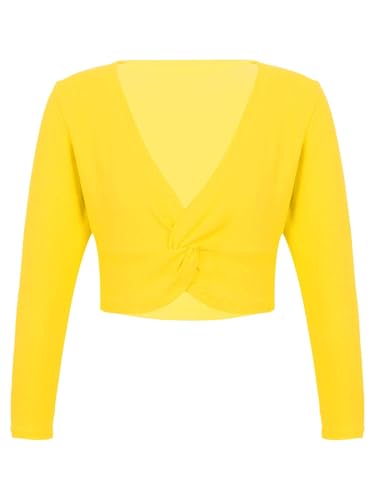 Linjinx Kids Girls Long Sleeve Knot Ballet Dance Gymnastic Wrap Tops Pullover Cardigan Shrug Sweater Dress Cover Up