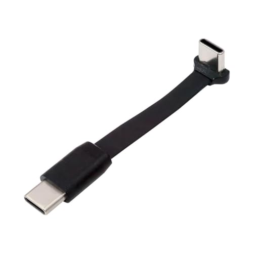 chenyang Cable plano corto USB C de 2,6 pulgadas, USB 2.0 tipo C macho a macho, ángulo de 90 grados, PD 65 W, cable de extensión de datos de carga rápida, 66 mm