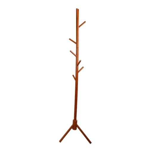 BESTYASH Perchero de Suelo de Madera Maciza Color Miel, Ganchos para Guardar Sombreros y Estante para Ropa, Adecuado para Dormitorio, Recibidor y Pasillo, Organizador Multifuncional Hogar