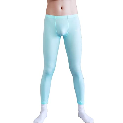 Generisch Pantalones de pijama para hombre, largos, ajustados, ropa de dormir, monocolor, suave, ropa de salón, cómoda, elástica, cintura elástica, traje de casa, elegante y ligero, O Sky Blue, XL