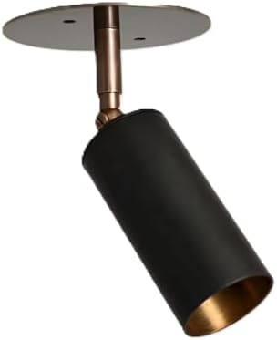 Modern Adjustable Brass Ceiling Spotlight Fixture - Mid Century Cylinder Directional Focus Light - Handmade Metal Ceiling Lamp for Kitchen, Bedroom, Living Room, Gallery Décor (Raw Brass)