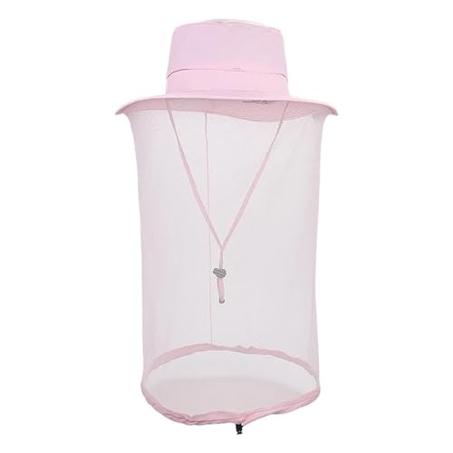 Mosquitera para la cabeza en color rosa claro para pescar sin mosquitos