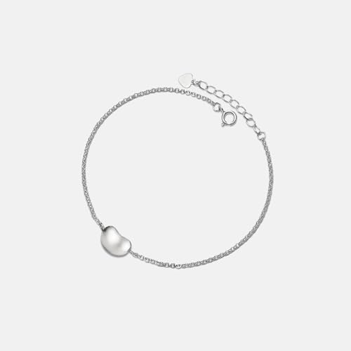 PERIMADE 18K Gold Plated Small Bean Charm Bracelet for Women, Dainty 925 Sterling Silver Stackable Bracelet, Adjustable Chain Bracelet Birthday Friendship Gift Mom Daughter Best Friend2