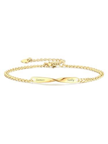 PiercingJak Armband mit Gravur Personalisierte Armbänder Damen Namen Armband Edelstahl Mobius Armkette Liebe Freundschaft Geschenke für Frauen Mädchen PiercingJak Armband mit Gravur Personalisierte Armbänder Damen Namen Armband Edelstahl Mobius Armkette Liebe Freundschaft Geschenke für Frauen Mädchen