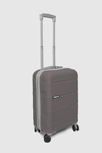 Image of ABS Hard Suitcase 55 cm Cabin Luggage, Trolley Bag with Smooth 8 Wheel System Combination Lock and Strong Zipper | Carry On Travel Case for Air, Road and Weekend Trips | Grey