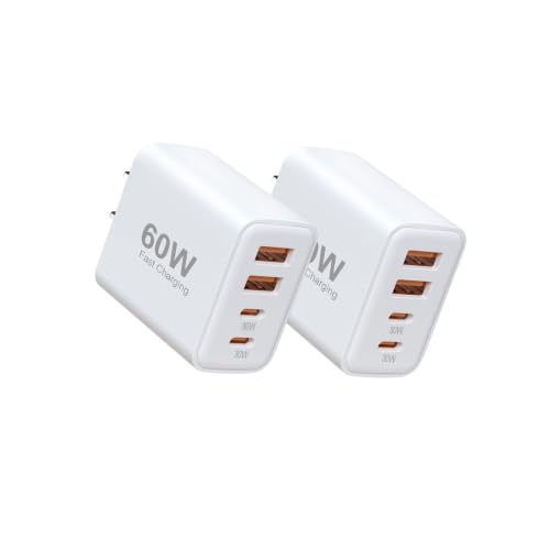 60W Fast Charger Block, 2 Pack, 2USB A+2USB C (30W+30W) Wall Charger. - image 1