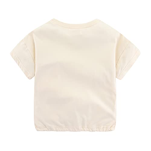 Mud Kingdom Girls T-Shirts Casual Short Sleeve Tops with Chest Pocket Cute Plain Summer Tees with Drawstring Hem2