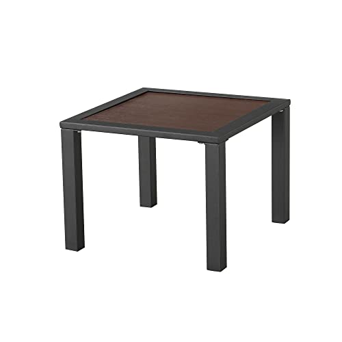 Image of LOKATSE HOME Square Patio Outdoor Side Table with Metal Frame All Weather, Brown