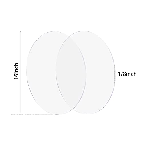 2 Pieces 1/8 Round Plexiglass Sheet, 16 Inch Diameter Clear Acrylic Circle, Round
