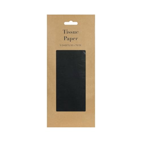 Premium Tissue Paper Sheets 50x75cm - Gift Wrap & Craft Paper Multi-Pack Vibrant Colours & Themed Mixes for Present Wrapping Hampers & Art Projects (5 Black 30 x 20 Inch)
