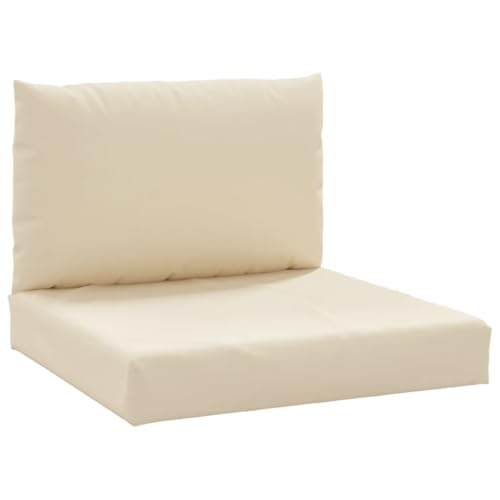 vidaXL Cojines para Sofá de Palets 2 Piezas Asiento Silla Respaldo Jardín Patio Balcón Terraza Exterior Suave Cómodo Decoración Tela Beige