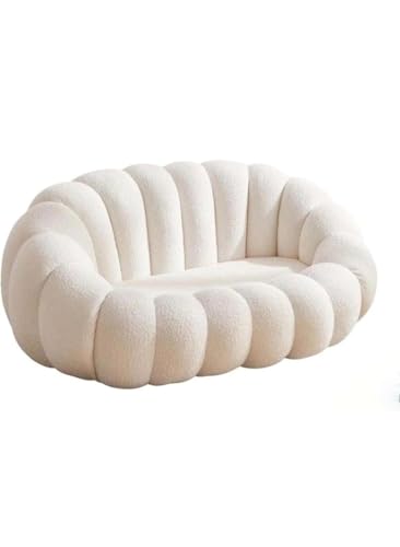 Image of Pumpkin Style Wooden Sofa, Contemporary Modern & Cozy Accent Chair for Living Room (Beige, Two Seater)