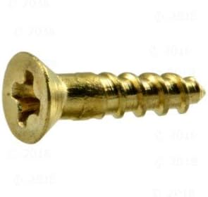 Tornillos de Madera Hard-to-Find Fastener Phillips Plana, 2 x 3/8, Pack de 100, Latón miniatura 2