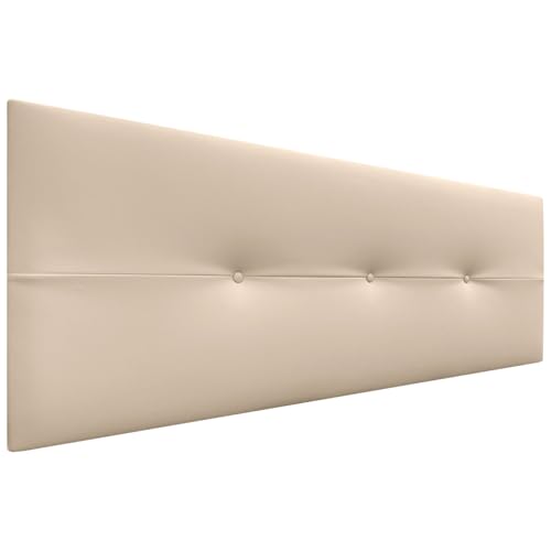 DHOME Testiera in similpelle o in tessuto AQUALINE Pro Testiera imbottita Letto di lusso (Similpelle Beige, 160cm (Letto 150/160))