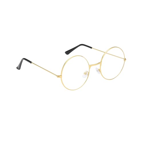 Degpum Fake Glasses for Kids Old Lady Costume Glasses 100 Days of School Costume Gold Round Eyeglasses for Old Man Costume Dress Up Granny Nerd Halloween Cosplay Accessories