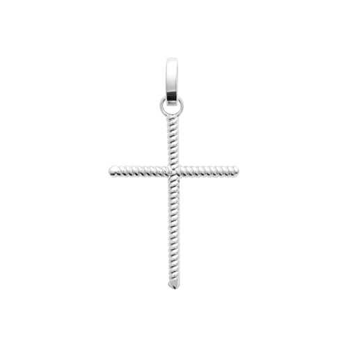 Pendentif Croix en Argent 925 Tata Gisèle - Bijou Rhodié Strié