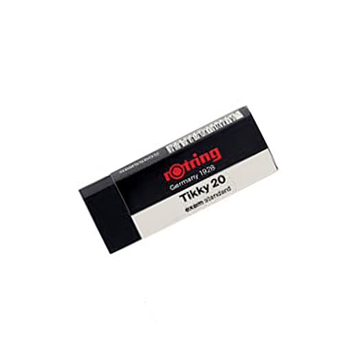 Image of Rotring Tikky 20 Exam Grade Black Eraser for Polymer or Graphite Pencil Lines - 15 Pieces