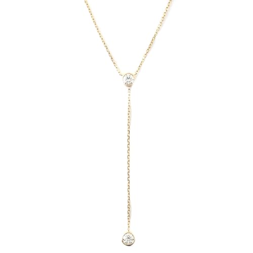 Collier d'or 18K et pendentif moissanite Y en chaîne de luxe