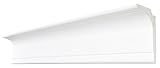 DECOSA Zierprofil L100 SASKIA - Multifunktionale Stuckleiste in Weiß - 1 Leiste à 2 m Länge = 2 m - Licht- oder Gardinen-Leiste - Styropor 60 x 100 mm - Für Decke oder Wand