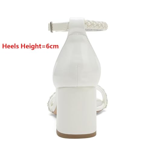 Block Heels Pearls Wedding Sandals Open Toe Ankle Strap Evening Party Summer Shoes4