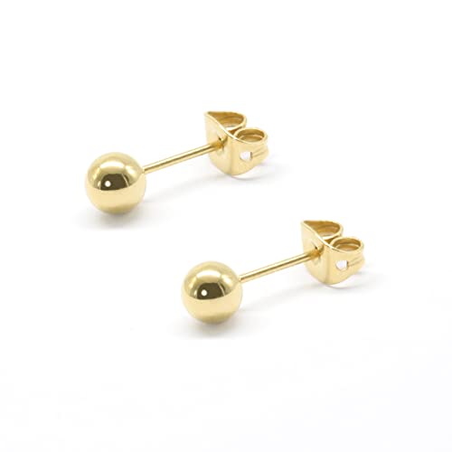 Artskin Titan 14k Gold Kugel Ohrstecker Damen Ohrringe Hypoallergene Ohrring für Frauen Männer Mädchen 3mm Runde Kugel Ohrringe für empfindliche Ohren