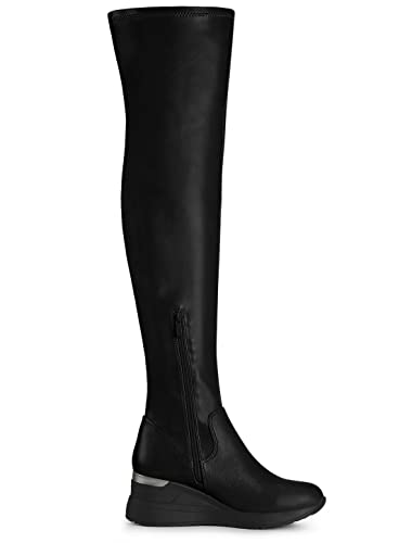 Allegra K Women's Platform Wedge Chunky Heels Over The Knee Black Thigh High Boots - 8 M Us #TOP6