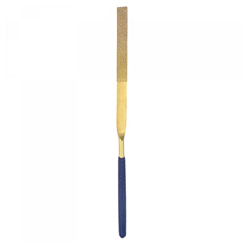 sourcing map Diamond Needle Files, 4mm x 160mm Titanium Coated Flat Files Hand Tool with TPU Handle for Metal Stone Wood