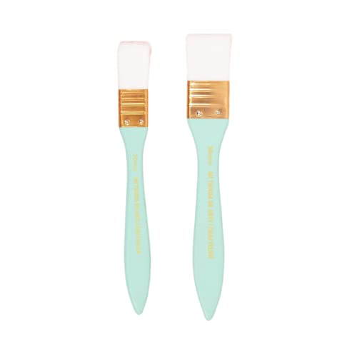Craftelier - Dos Paletinas de 2 cm y 3 cm para Aplicar Pinturas y Barnices | Mango de Color Turquesa Mate | Pelo Suave y Sintético de Color Blanco | Dimensiones Aprox. 19,8 x 3 cm y 19 x 2 cm