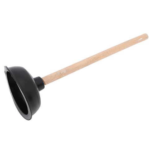 SOLUSTRE Desatascador de Inodoro con Mango de Madera Ventosa de Goma Resistente para Desagüe y Limpieza de Tuberías Baño y Cocina Uso Doméstico y Profesional