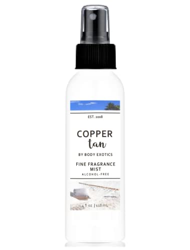 Copper tan Perfume Alcohol-free Fine Fragrance Mist by Body Exotics 4 Fl Oz 118 Ml - the Beachy Scent of Tanning Lotion Without the Mess!