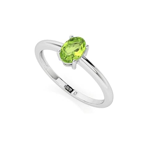LUSTRE AND LIGHT Natural Peridot Oval Stackable Ring for Women in Sterling Silver, August Birthstone Jewelry Gifts for Her (US-6, Prong-Set) Cover