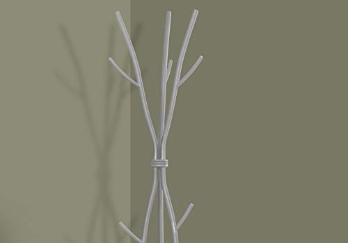 Monarch Specialties I 2061 Coat Rack, Hall Tree, Free Standing, 11 Hooks, Entryway, 74" H, Bedroom, Metal, Grey, Contemporary, Modern #TOP1