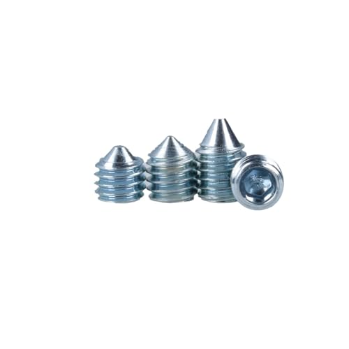 MS Beschläge Tornillo prisionero M6, tornillo de fijación de acero galvanizado, tornillo de tirador de puerta con punta, tornillo de fijación hexagonal interior, tornillo de fijación, cabeza cónica