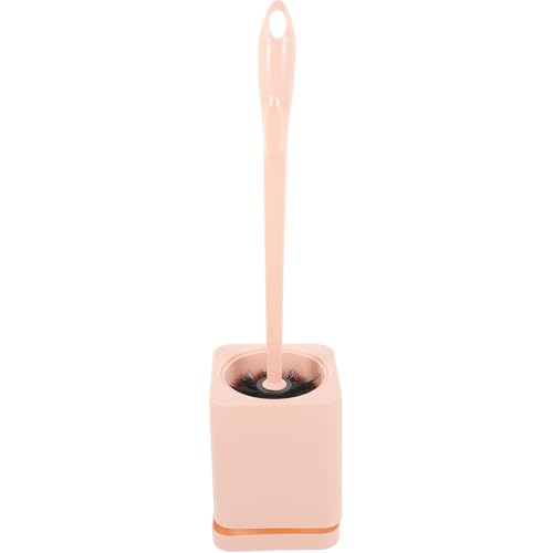 SHINEOFI Escobilla de Baño de Mango Largo con Base para Inodoro Cepillo de Limpieza con Cerdas Suaves Color Rosa Herramienta Práctica para Limpieza Doméstica y Hotelera